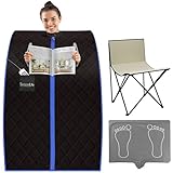 SereneLife, Sauna, Home Sauna Tent, Portable Sauna, Infrared Sauna, Home Steam Sauna, Steam Room, sauna bag, One Person Indoor Sauna box with Heating Foot Pad, Portable Chair and remote controller