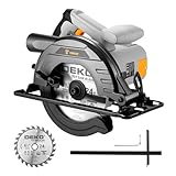 Circular Saw 1200W: DEKOPRO High-Power Saw with 165mm 24T Blade, 4800 RPM, Max Cut Depth 55mm (90°), 33mm (45°), Heavy-Duty Steel Base, Includes Guide Rai, Power Saw for Wood, PVC