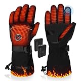 PEKWZIZ Heated Gloves, 5V 6000mAh Rechargeable Heated Gloves for Men Women, Waterproof & Upgrade Non-Slip Electric Heating Glove for Motorcycling, Hunting, Skiing, Outdoor Work (Black-UK, Large)