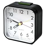 Taakige Silent Alarm Clock with Light,Bedside Battery Powered Non Ticking,Bedside Clock with Luminous Pointer Large Display Snooze Night Light Function Heavy Sleepers (Black)