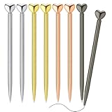 Candcamp 8 Pieces Heart Shaped Pens, Retractable Metal Decorative Pen, 1.0 mm Black Ink Ball Point Pens Bulk, Cute Pen Gifts for Women Girls School Office Wedding Bridal Shower Baby Shower (4 Colors)
