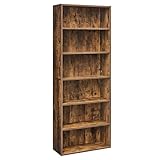 VASAGLE Bookshelf, 6-Tier Bookcase, Storage Shelving Unit, Display Shelf with Open Compartments, Adjustable Storage Shelves, for Living Room, Home Office, Bedroom, Rustic Brown LBC166X01