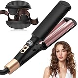 AISEELY 20MM Hair Waver Crimper - Mini 2 Barrel Beach Wave Hair Curler with 5 Adjustable Temp (120°C-200°C),Mermaid Curling Wand for Short/Long Hair, Anti-Scald, Quick & Easy Waver Curling Iron