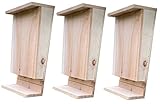 Selections Pack of 3 Wooden Bat Boxes for Roosting with Landing Perch