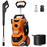 Pressure Washers 2000w 160Bar 450L/H Jet Wash with Adjustable 900ml Foam Cannon & Nozzle, Power Washer with Telescopic Handle,Pressure Washer for Patio/Car/Fences/Driveways/Home