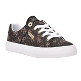 GUESS Women's Loven3 Sneaker, Brown Multi Fabric, 8 UK