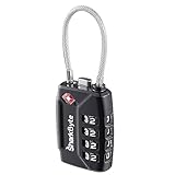 SharkByte TSA Suitcase Locks - 4-Dial Security Travel Combination Padlock, Flexible Wire Cable Travel Lock for Suitcases Luggage Case Travel Bag Gym Locker Code Small Padlock (Pack of 1)