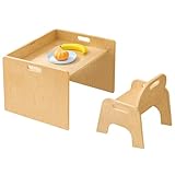 Bateso Montessori Weaning Table and Chair Set for Toddler 1-3, Wooden Baby Table and Chair Set for Eating, Laerning & Playing, Montessori Kids Furniture for Home or Preschool