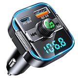 Glangeh 2025 Newest Bluetooth 5.3 Car Adapter【PD 36W+QC3.0 18W】, 2-in-1 Bluetooth FM Transmitter 【Dual Stronger Mics】& Fast Car Charger, Wireless Car Radio Input Adapter Hands-Free Kit, Siri Assistant
