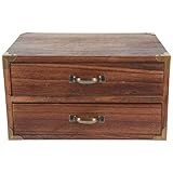 MAGICLULU Wooden Storage Box Rustic Desktop Organizer with 2 Drawers Office Desk Accessories Shelf Small Craft Storage Containers Apothecary Cabinet Chest Jewelry Holder