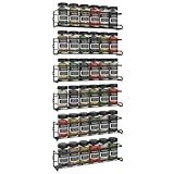 Vinsani 1/2/3/4/5/6 Tier Spice Racks Organiser - 6 Tier Flexible Herb Spices Condiments Jar Wall Mounted Hanging Storage with Adhesive Stickers & Screws For Pantry Kitchen Walls (Black)
