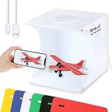 Mini Photo Studio Box, PULUZ 20cm Portable Photography Shooting light Tent Kit, White Folding Lighting Softbox with 20 LED Lights + 6 Backdrops for Product Display