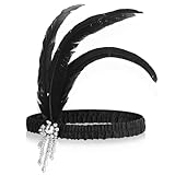 LAIYOHO 1920s Flapper Headband with Peacock Feathers & Rhinestones | Vintage 1920s Women's Hair Accessory | Great Gatsby Theme Parties, Wedding, Fancy Dress & Costume Events