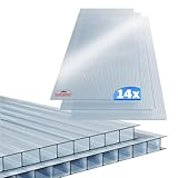 GARDEBRUK® 14x Polycarbonate Twin Wall Sheets | 4mm | 10.25 m² | Double Wall | Roofing | Greenhouse | Clear | Multi Panels Plastic | Outdoor | Canopy | Cold Frame | 121x60.5cm