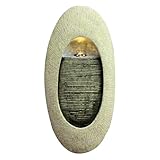 GEEZY Garden Water Feature – Wall Fountain with LED Lights – Mains Powered, Self-Contained, Indoor & Outdoor – Easy Setup, Relaxing & Cascading – Great for Garden, Home, Patio & Balcony Decor