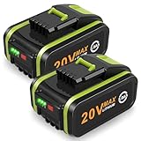 2 Pack 20V 5.0Ah Battery for Worx, ASUNCELL Li-ion Replacement Battery for 20V WA3551, WA3551.1 WA3553 WA3553.2 WA3641 WG629E WG546E WU268 WX166.4 Compatible with Worx Cordless Power Tools