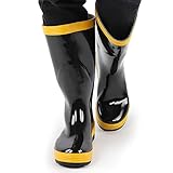 Safety Boots Fire Fighting Rescue Boots Non-Slip High Temperature Resistance Rubber Protective Footwear for Firefighter(44-Black)