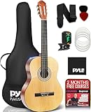 Pyle Left-Handed ¾ Size Acoustic Guitar Kit – 36” Junior Guitar, 6 String Classical Guitar for Beginners with Gig Bag, Digital Tuner, Strap, Strings, Picks – Ideal for Lefty Students