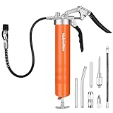 ValueMax Grease Gun, 6000PSI Heavy Duty Pistol Grip Grease Gun Kit with Reinforced Couplers and Flexible Hoses, Fit for 400ml Cartridge, Grease Guns for Automotive & Trailers, Industrial, Marine