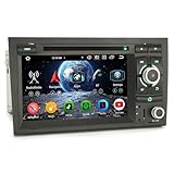 Erisin Android 14 8-Core 4GB+64GB Car Stereo GPS Sat Nav for Audi A4 S4 RS4 8E B9 B7 Seat Exeo 7 Inch DVD Player IPS Screen Wireless CarPlay Android Auto DSP DAB+ Bluetooth 5.0 WiFi 4G DSP OBD2 Canbus