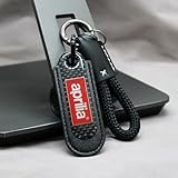 WSOPP Motorcycle Keychain for Aprilia Racing Tuono Shiver Tuareg Caponord GPR SR GT RS Enthusiasts Carbon Fiber Style PU Leather Key Ring Accessory Stylish Durable Gift for Bikers,Black Style-A