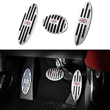 ANFOKAS 3pcs Compatible with MINI Cooper Accessories Sporty Anti-Slip Aluminum Foot Pedal Cover Pedals Pads Car Interior Pedal Replacement -Red Flag Style