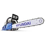 Hyundai HYC6220 62cc Petrol Chainsaw 20 Inch Cutting Bar Includes 2 Chains, Chain Saw Carry Bag, Chain File & 2 Stroke Fuel Mixing Bottle, Cordless Garden Tools. Blue