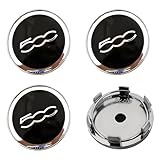 FUWUDI 4Pcs Car Hub Caps for Fiat 500/500L/500X 60mm, ABS Plastic, Snap-On
