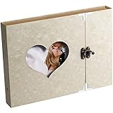 Firbon Album Scrapbook A4 with Gift Box Personalized DIY Memory Book Vintage Love Heart Black Pages Wedding Gift Guest Book(Beige)