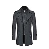 HAOLEI Mens Winter Coat Sale Clearance,Trench Coat for Men Mid Length Thick Wool Overcoat Regular Fit Double-Layer Military Peacoat Business Casual Duffle Coats Size 10-20