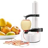 Paramount City Electric Potato Peeler, Automatic Rotating Apple Peelers Potato Peeling Machine Fruits Vegetable Cutter Kitchen Peeling Tool（White）