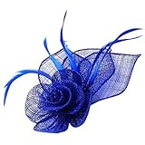 Topkids Accessories Rose Flower Hair Clip Fascinator Hair Clip Fascinators Hair Clips Sinamay Brooch Pin & Beak Clip Suitable For Girls, Women, Ladies (Royal Blue)