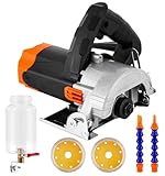 MXBAOHENG 1000W Removable Water Tank Wet Tile Cutter Electric Tile Saw with 2 Stone Blades for Ceramic Tiles Stone Wall Chaser （110mm Blade）