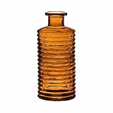 INNA-Glas Glass decorative bottle STUART with grooves, orange-brown-clear, 21,5cm, Ø9,5cm - flower vase