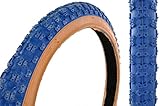 PAIR RALEIGH BURNER/OLD SCHOOL BMX 20 x1.75 TYRES BLUE AMBERWALL COMP 3 (III)