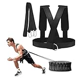 DZOZO Sled Harness Belt Band Workout Harness Exercise Speed Trainer Vest with Pull Strap Fitness Speed Strength Training Belt for Resistance Training Sports Equipment