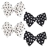 HOBBIESAY 4Pcs 2 Colors Polka Dot Bow Shoe Clips Black and White Polka Dot Elegant Vintage Shoe Clip Removable Shoe Buckle Wedding Party Shoes Decoration Bags Costume Hair Accessories