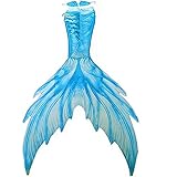 Fabulous Mermaid Tail for Adult Women Men Mermaid Tail with no Flipper Beach Mermaid Swimsuits Bikini Sets, Light Blue, XL