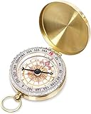 Eidyer Compass for Navigation, Vintage Pocket Compass with Luminous Function, Pure Copper Shell, Waterproof Compass for Camping/Orienteering/Hiking/Marching and Collection