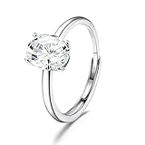 JeweBella Adjustable 925 Sterling Silver Rings for Women Engagement Ring Eternity Promise Ring Wedding Rings Cubic Zirconia Thumb Ring for Women Girls Anniversary Jewellery Gifts