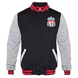 Liverpool FC Official Gift Mens Retro Varsity Baseball Jacket Black Large