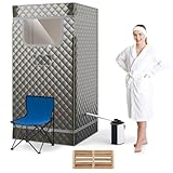 HOMFME Portable Sauna Tent, Full Body Steam Sauna with 3L Steamer Generator, Remote Control, Folding Chair, Personal Home Sauna Box Pod for Therapy Slimming Detox (Gray)
