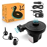 Roe Tenpo Electric Air Pump with 3 Nozzles/Inflate Or Deflate Swimming Ring, Airbeds, Paddling Pools & Other Toys / AC110-240V/ DC12V/50W (Black-Air-Pump)