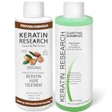 KERATIN RESEARCH Brazilian Keratin Hair Treatment Straightening Smoothing Damaged Hair Repair Complex Blowout Long Lasting Organic Natural Results, Argan Oil collagen Proteins Amino acids (120ml x2)