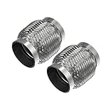 X AUTOHAUX 2 Pcs 2.5"x4" Car Exhaust Flexible Tube Exhaust Joint Silver Tone