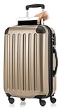 Haputstadtkoffer Hand luggage Hard-shell trolley Rolling suitcase 4 double rolls, Roller Case, 55 cm, 42 liters, Gold (Champagner)
