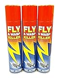 3 PCS FLY & WASP KILLER INSECTICIDE FAST ACTING PEST AEROSOL SPRAY 300ML
