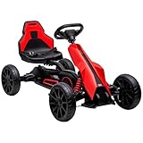 HOMCOM Children Pedal Go Kart, Kids Ride On Racer with Adjustable Seat, Swing Axle, Shock Absorption EVA Tyres, Handbrake, for Ages 3-8 Years, Red