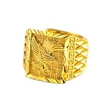 GAUEIOUR Gold Wide Face Fashion Eagle Ring,Golden Flying Eagle Men's Ring, Personalized Alloy Jewelry, Emblem of Freedom, Courage, and Perseverance, Fashion Jewelry Gift (Size 7)