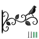 Lanjue Hanging Basket Hooks, Black Solid Steel Hanging Basket Bracket with Screws Outdoor Plant Hanging Bracket Wall Mounted Hook for Hanging Plants Lantern Bird Feeder